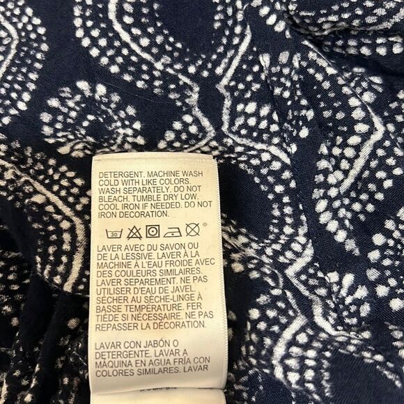 Roxy cardigan 100% viscose navy blue white geometric Med FIRM on PRICE - Picture 9 of 9